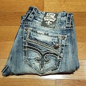 Mens Rock Revival Destin Straight Jeans Size 33